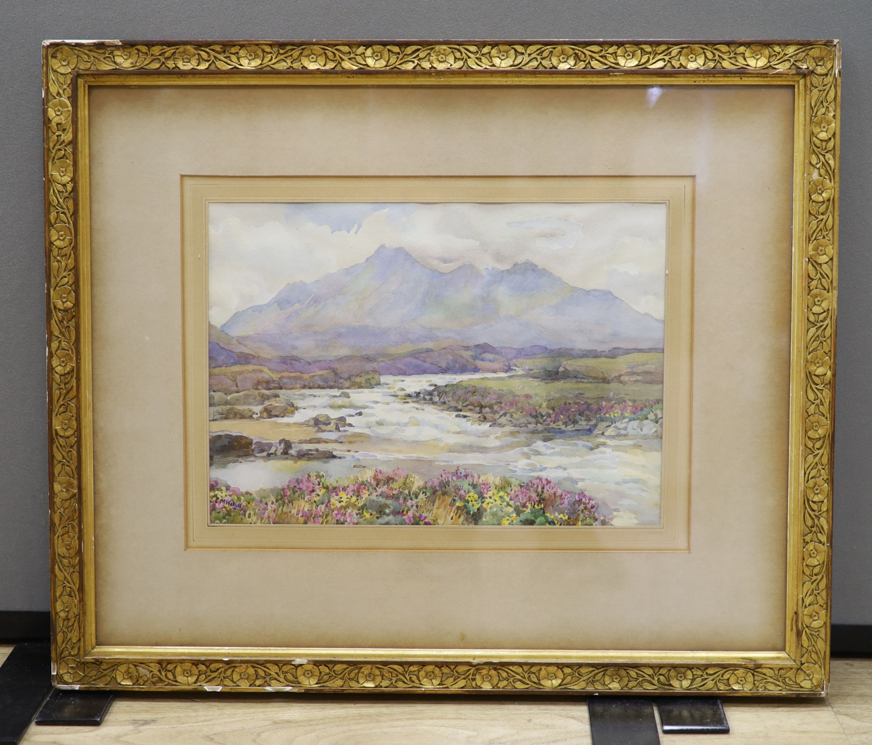 E.M. Willett, watercolour, The Coolins, Isle of Skye, 1915, signed, 25 x 35cm